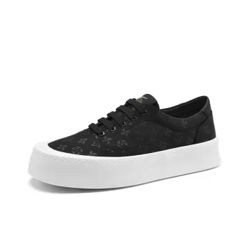 SEPTWOLVES Wear-Resistant Breathable Height Increasing Low-Top Canvas Shoes Men's Black