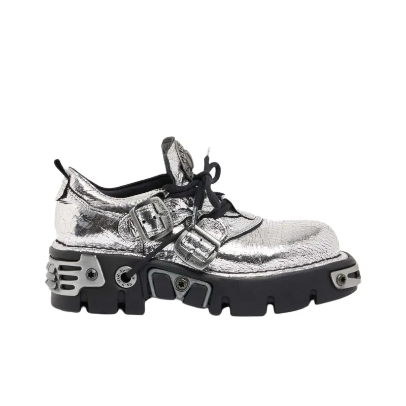 NEW ROCK x Paco Rabanne Low-Top Casual Shoes Unisex Silver-1