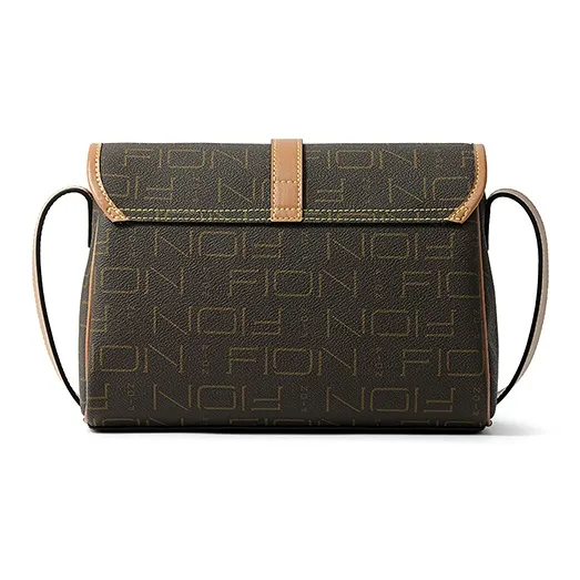 FION Artificial Leather Shoulder Bag Medium Size Women's Coffee/Tea Brown-3