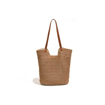DCLOUD PU Straw Bag Tote Bag Shopping Bag Shoulder Bag Regular Unisex Khaki/Beige