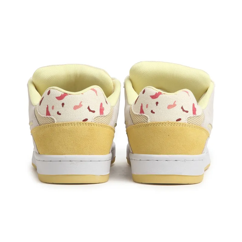 SINPERCO Vintage Versatile Anti Slip Wear Resistant Low Top Skateboard Shoes Unisex Cream Ice Cream-4
