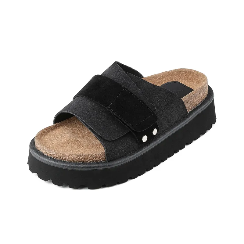 HANQIAORIJI Broken Cocoon Series EVA Slip Resistant Abrasion Resistant Slide Slippers Unisex Black-2