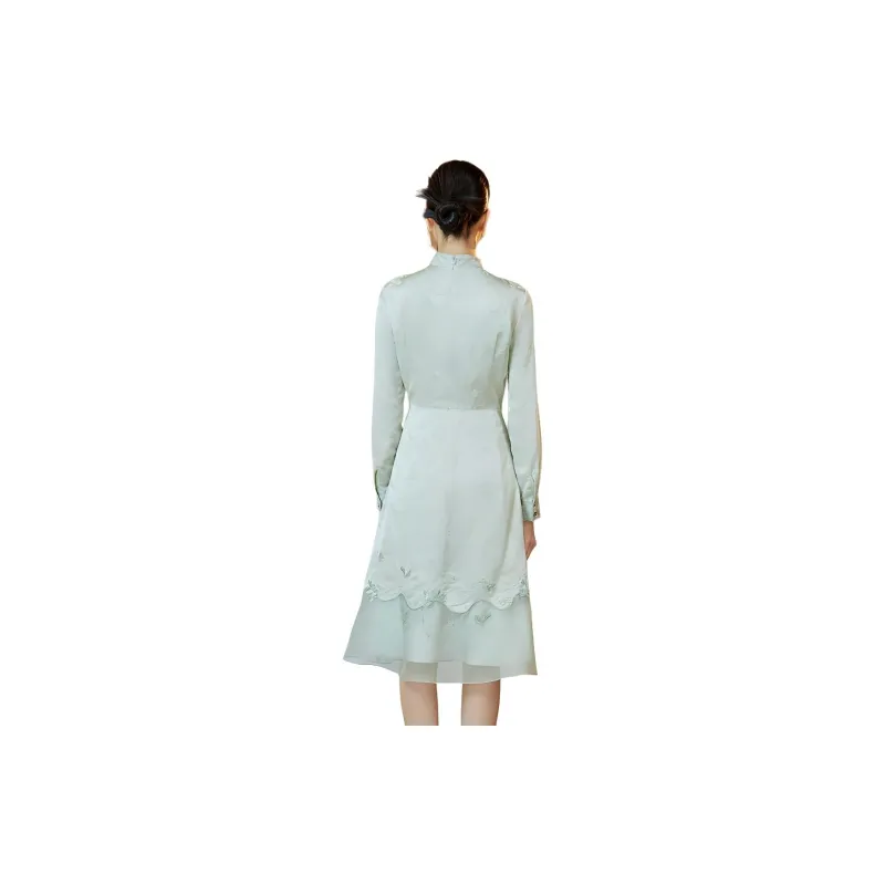 BBLLUUEE Long Sleeved Dress Women's Jade Green-0