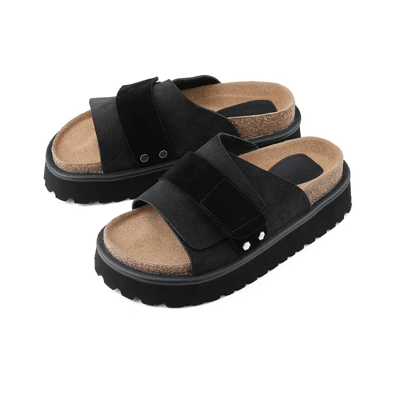 HANQIAORIJI Broken Cocoon Series EVA Slip Resistant Abrasion Resistant Slide Slippers Unisex Black-3