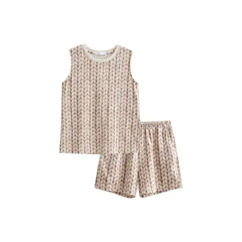 Same Language Pajama Set Women's Wheat White Rope Wicker Pattern