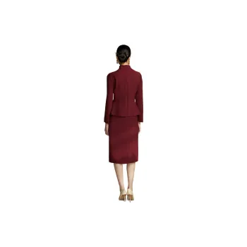 BBLLUUEE Long Sleeved Dress Women's Maple Leaf Red