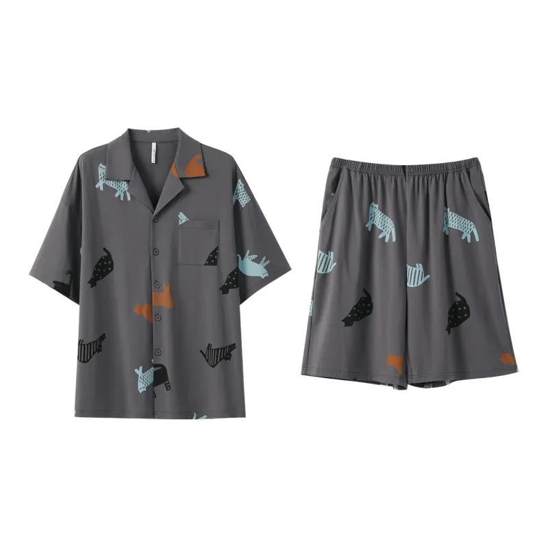 Aannsfam Pajama Set Men's Whale Gray-0