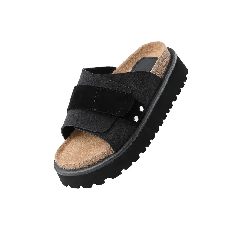 HANQIAORIJI Broken Cocoon Series EVA Slip Resistant Abrasion Resistant Slide Slippers Unisex Black-1