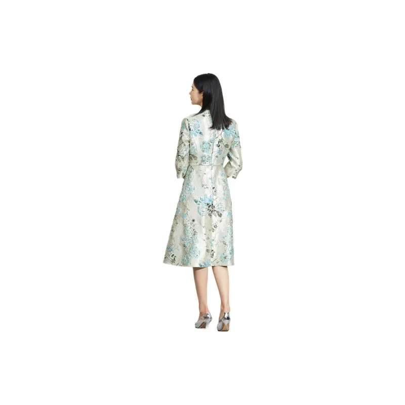 BBLLUUEE Long Sleeved Dress Women's Aqua Blue-1