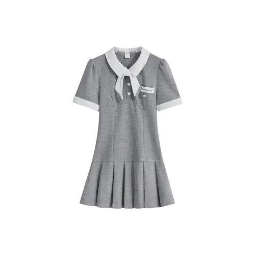 QUIET ANGEL Short-Sleeved Dresses Women's Gray