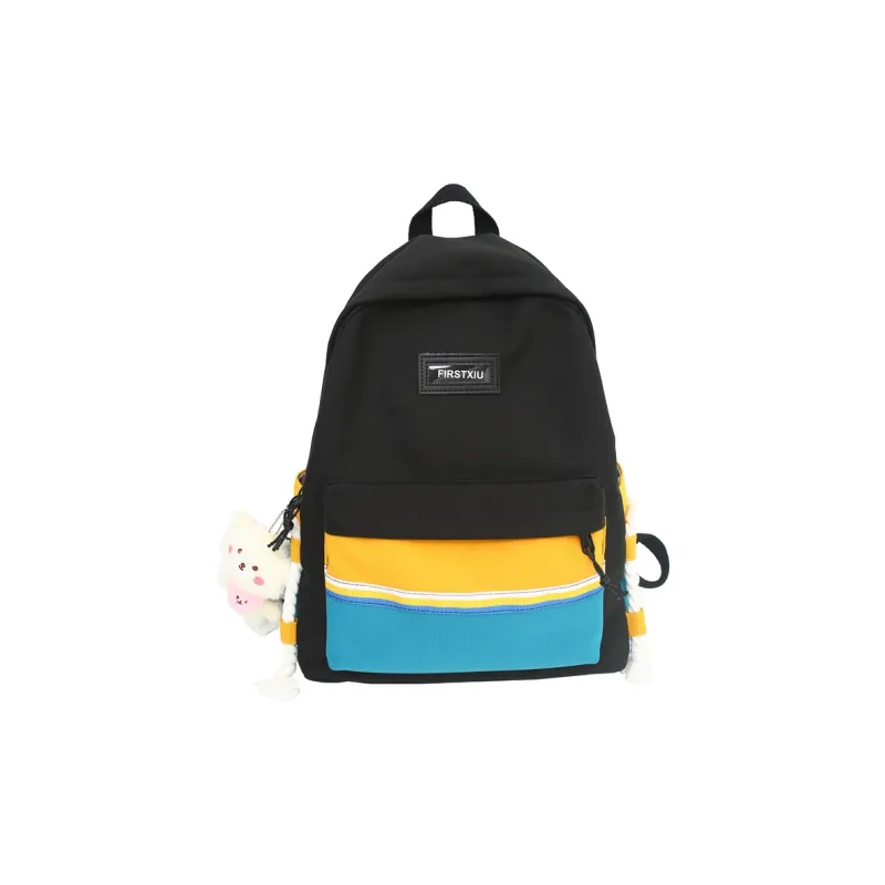 GEERDUN Canvas Backpack Regular Unisex White Blue/White Orange/Black/Blue-3