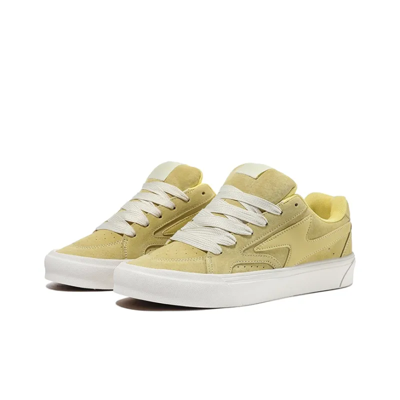 HOMDOON Skateboard Shoes Anti Slip Wear Resistant Low Top Skateboard Shoes Unisex Lemon-2