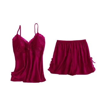 Flowers In Water Pajama Set Women's Burgundy