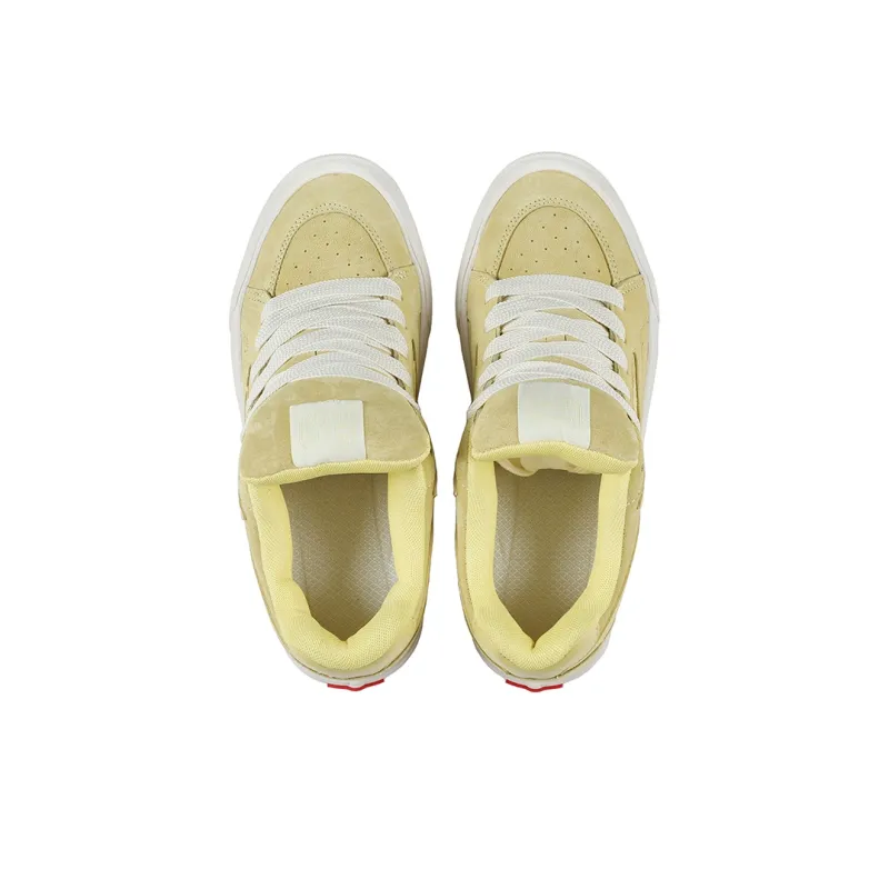 HOMDOON Skateboard Shoes Anti Slip Wear Resistant Low Top Skateboard Shoes Unisex Lemon-3