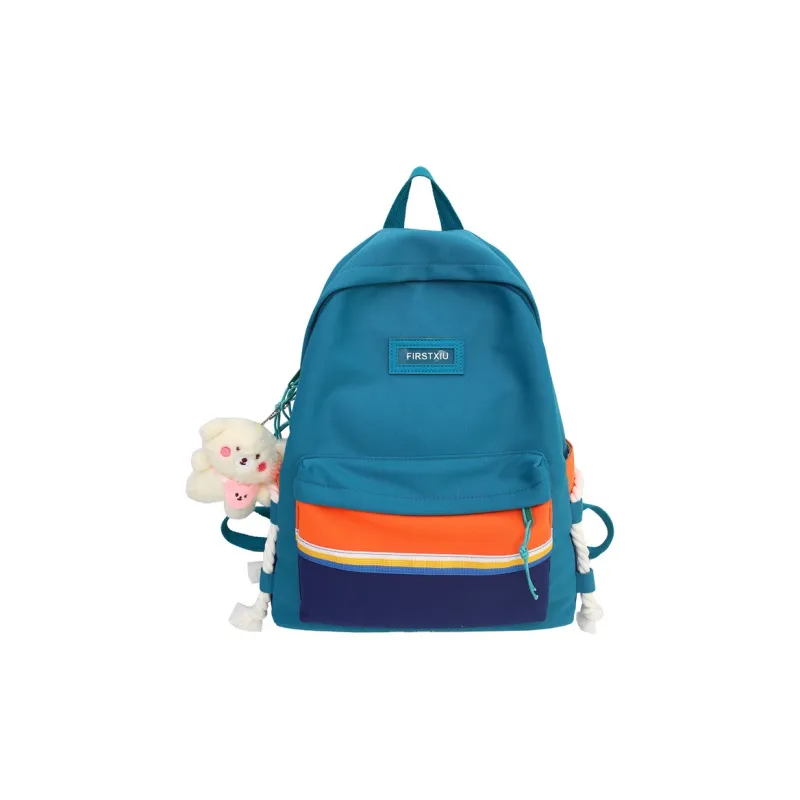 GEERDUN Canvas Backpack Regular Unisex White Blue/White Orange/Black/Blue-4