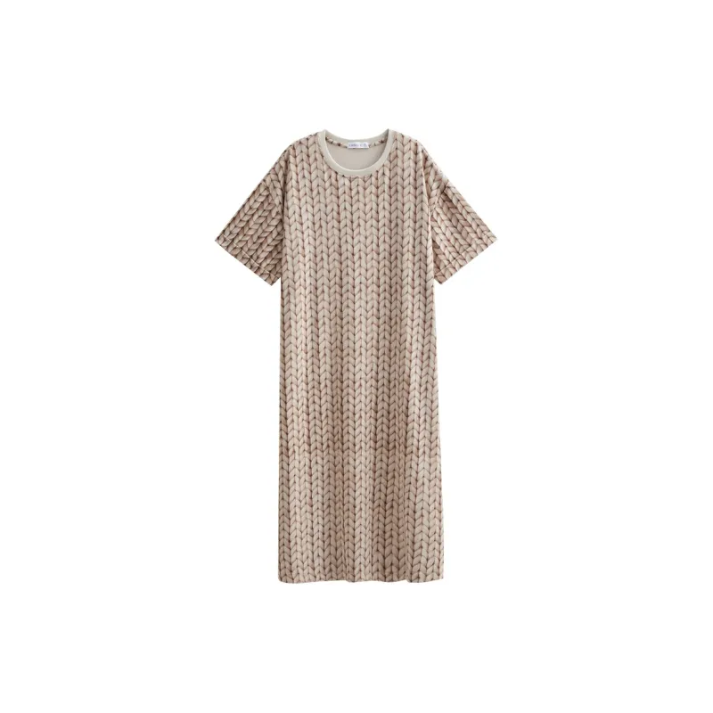 Same Language Nightgown Women's Wheat White Rope Wicker Pattern-0