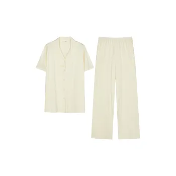 White Ran Pajama Set Women's Lemon