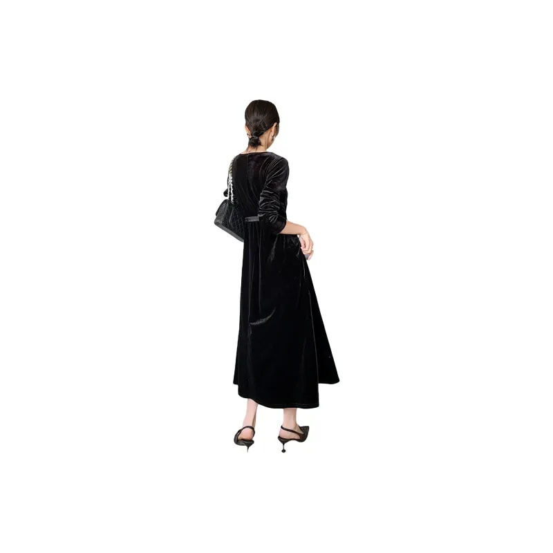 CLUB NEWS Long-Sleeved Dresses Women's Black-0