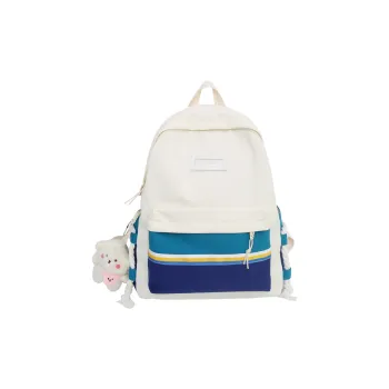 GEERDUN Canvas Backpack Regular Unisex White Blue/White Orange/Black/Blue