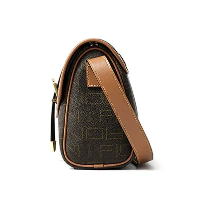 FION Artificial Leather Shoulder Bag Medium Size Women's Coffee/Tea Brown-2