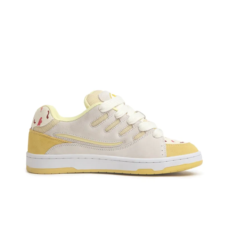 SINPERCO Vintage Versatile Anti Slip Wear Resistant Low Top Skateboard Shoes Unisex Cream Ice Cream-1