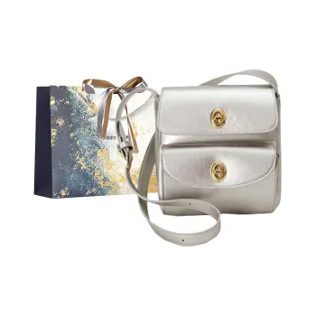 Iman's House PU Shoulder Bag Men's Silver/Burgundy/Ecru/Black