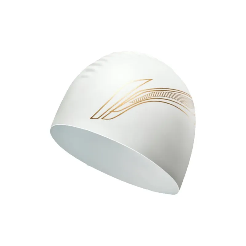 LiNing Swimming Caps Silicone Professional Fashion Swimwear Equipment Unisex 23CM White-0