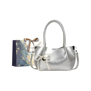 Iman's House PU Shoulder Bag Women's Silver/Ecru/Coffee/Black