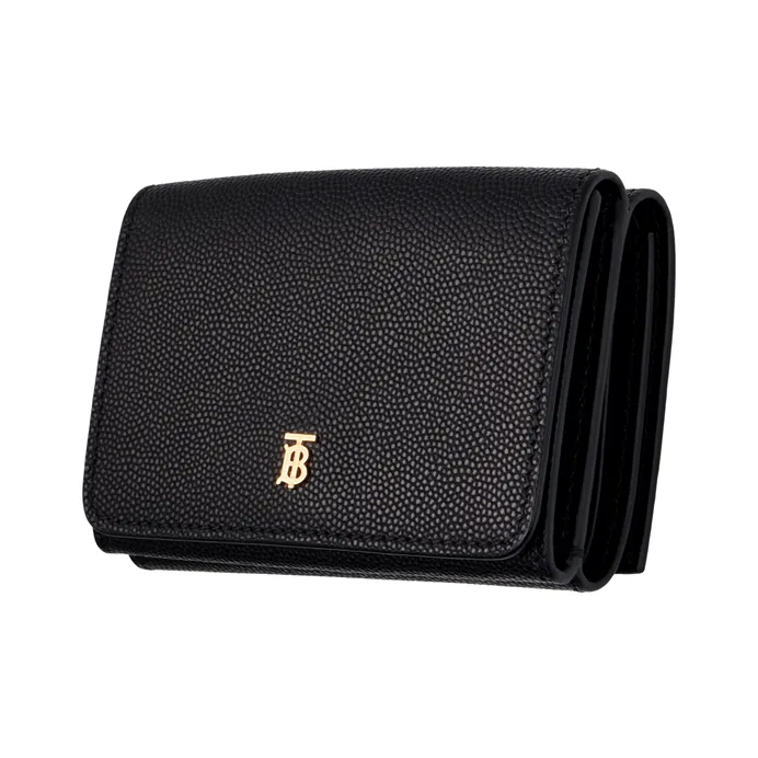 Burberry Leather Wallet Mini Women's Black-2