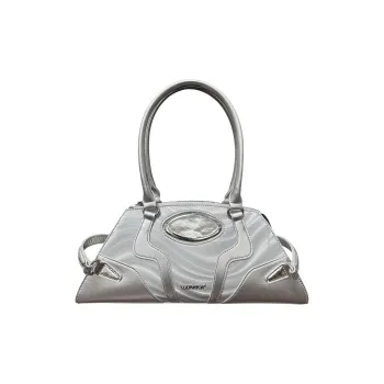CULTIVATOR PU Shoulder Bag Medium Size Women's Silver/Black