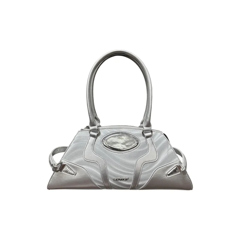 CULTIVATOR PU Shoulder Bag Medium Size Women's Silver/Black-0