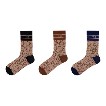Montecto&Capsule Mid-Calf Socks Unisex 3 Pack Black+Blue+Chestnut