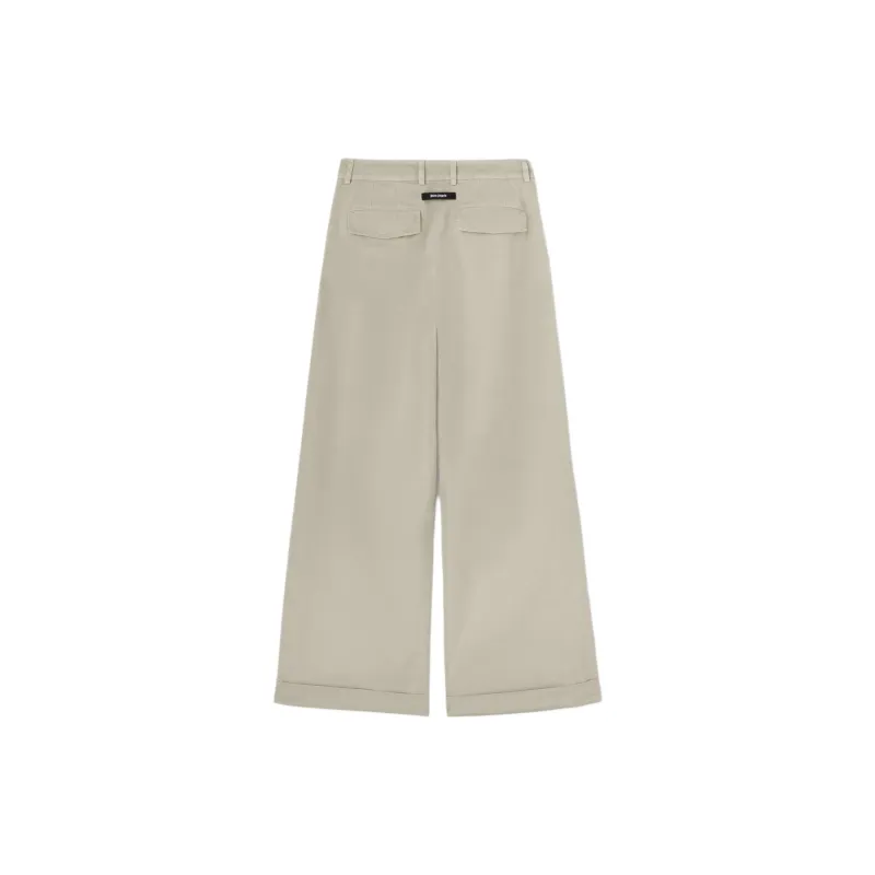 PALM ANGELS Wide Leg Turn Up Hem Pants-1