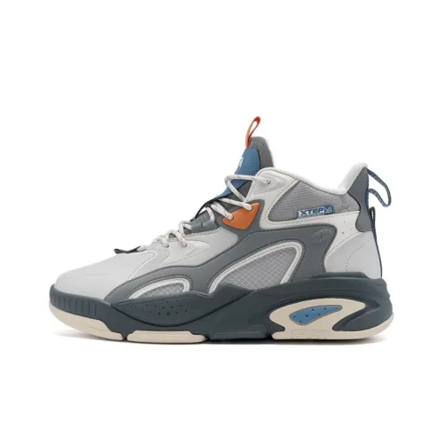 XTEP Black Uncle VI Vintage Trendy Sports Wear Resistant Slip Resistant High Top Casual Shoes Men's Gray Brown