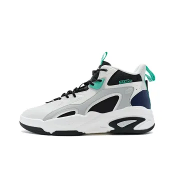 XTEP Black Uncle VI Trendy Sports Wear-Resistant High-Top Casual Shoes Men's White Black Blue