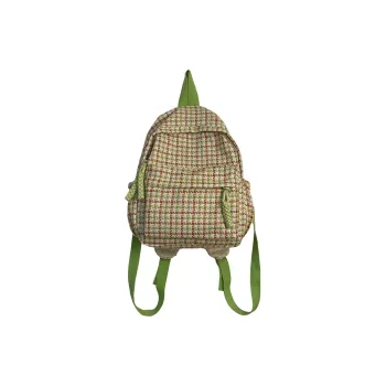 GEERDUN Cotton Fabric Backpack Women's Light Yellow/Light Green/Green/Pink