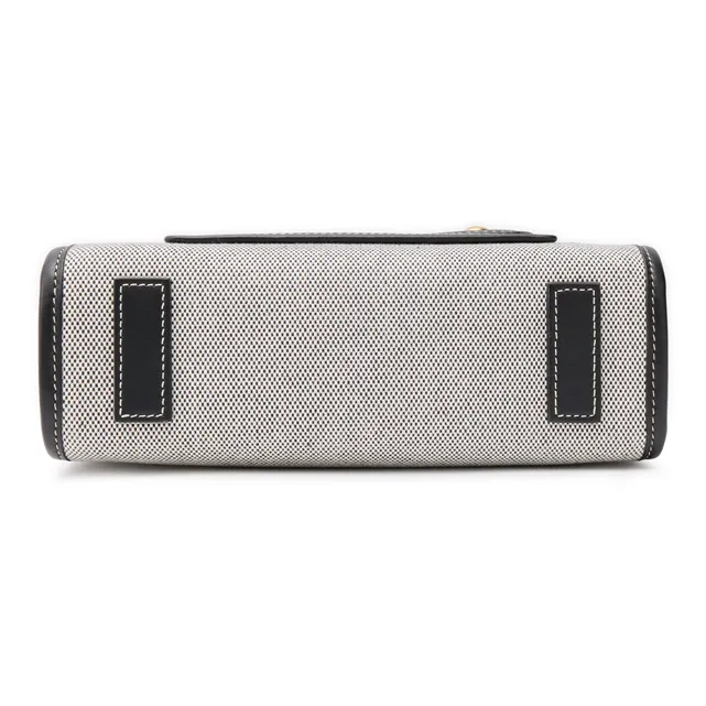 Burberry Freya Cotton With Calfskin Tote Bag Shopping Bag Shoulder Bag Crossbody Bag Handbags Mini Women's Black/Gray-6