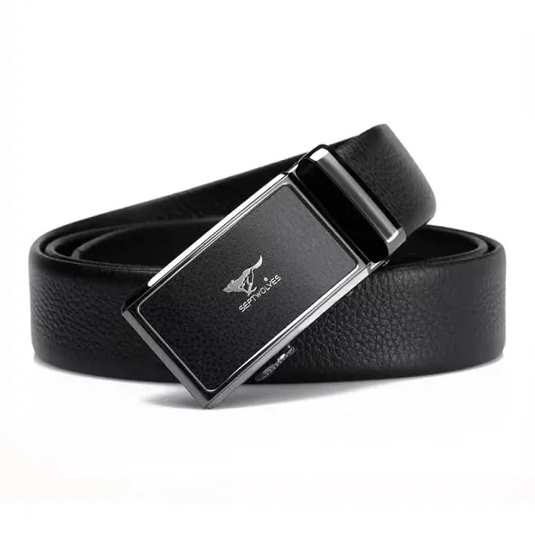 SEPTWOLVES Cow Leather Automatic Buckle Belt Men's Width 3.5cm-5