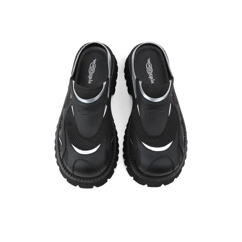 HANQIAORIJI Abrasion Resistant Slip Resistant Wrap toe Slippers Men's Black-4
