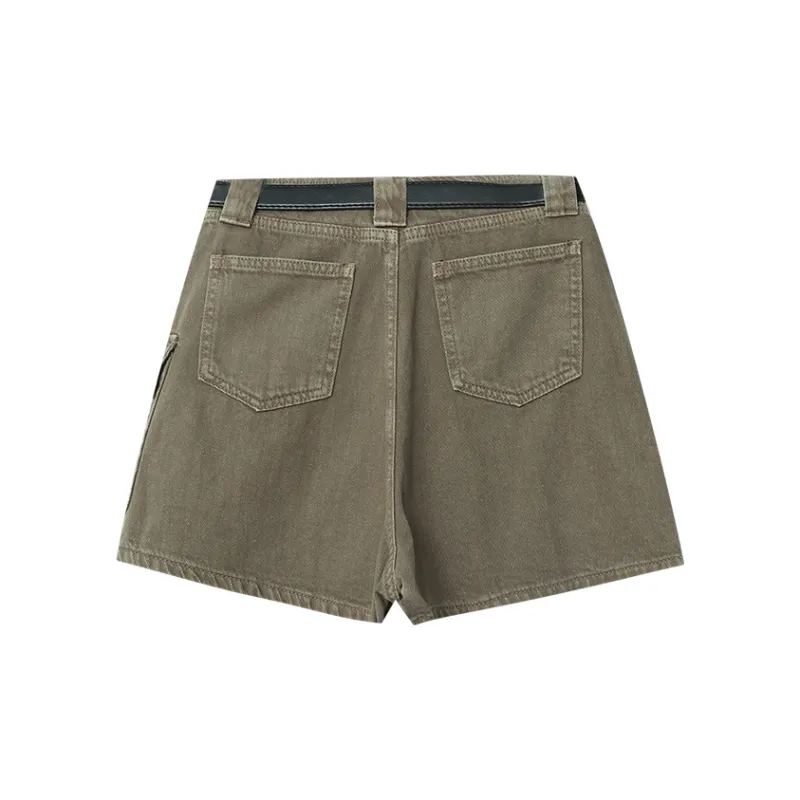 CHARM PICK Denim Short Skirts Women's Olive-1