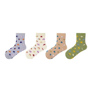 Montecto&Capsule Mid Calf Socks Unisex 4 Pack Combo Set