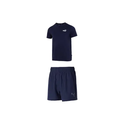 PUMA Casual Sportswear Men Set Tweed Blue Tops+Tweed Blue Shorts