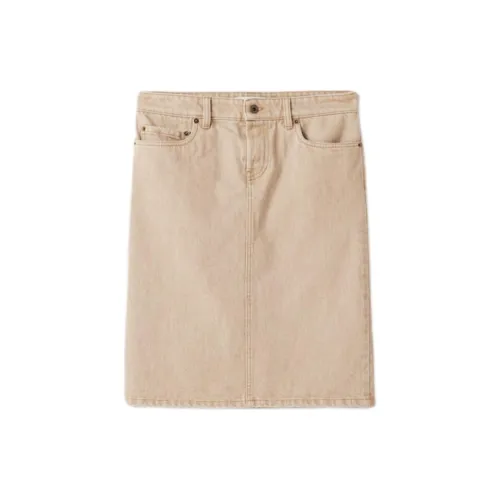 MIU MIU Denim Long Skirts Women's Apricot Cream