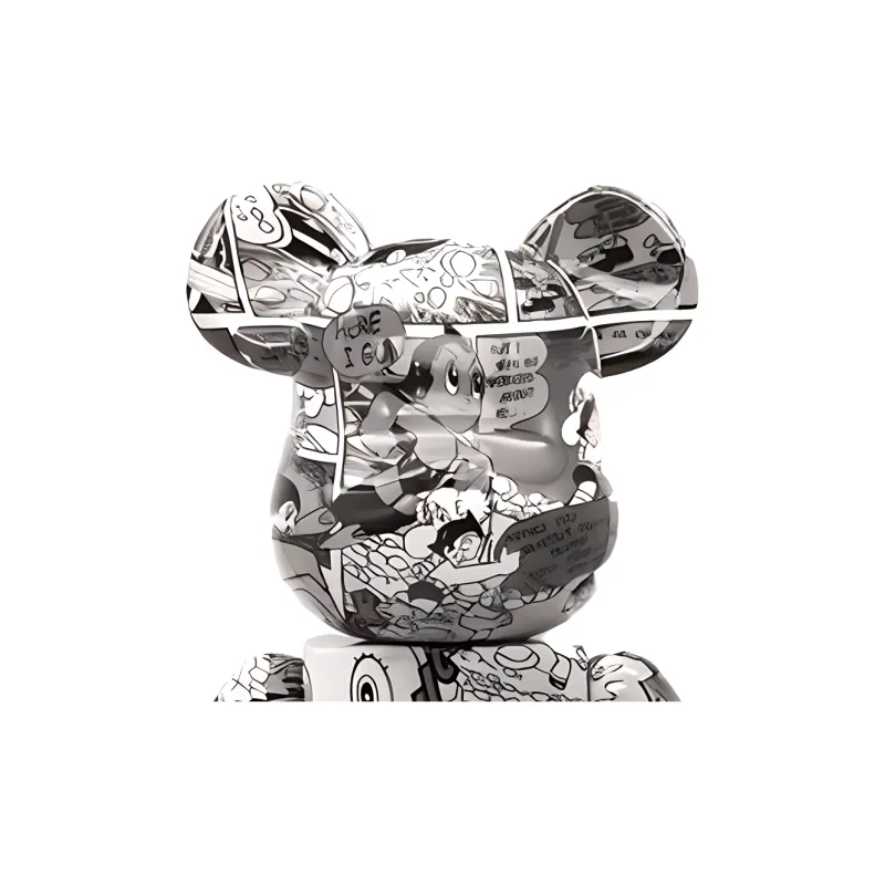 Bearbrick Astro Boy Manga Comic Pattern Black/White-1