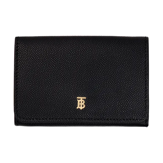 Burberry Leather Wallet Mini Women's Black-1