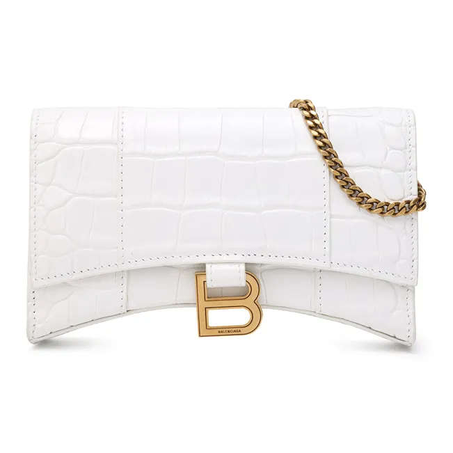 Balenciaga Leather Hourglass Bag Crossbody Bag Shoulder Bag Women's White-1