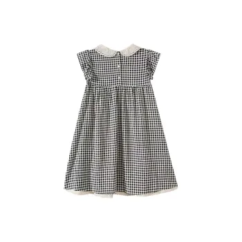 Vine Color Short Sleeved Dress Women's Plaid