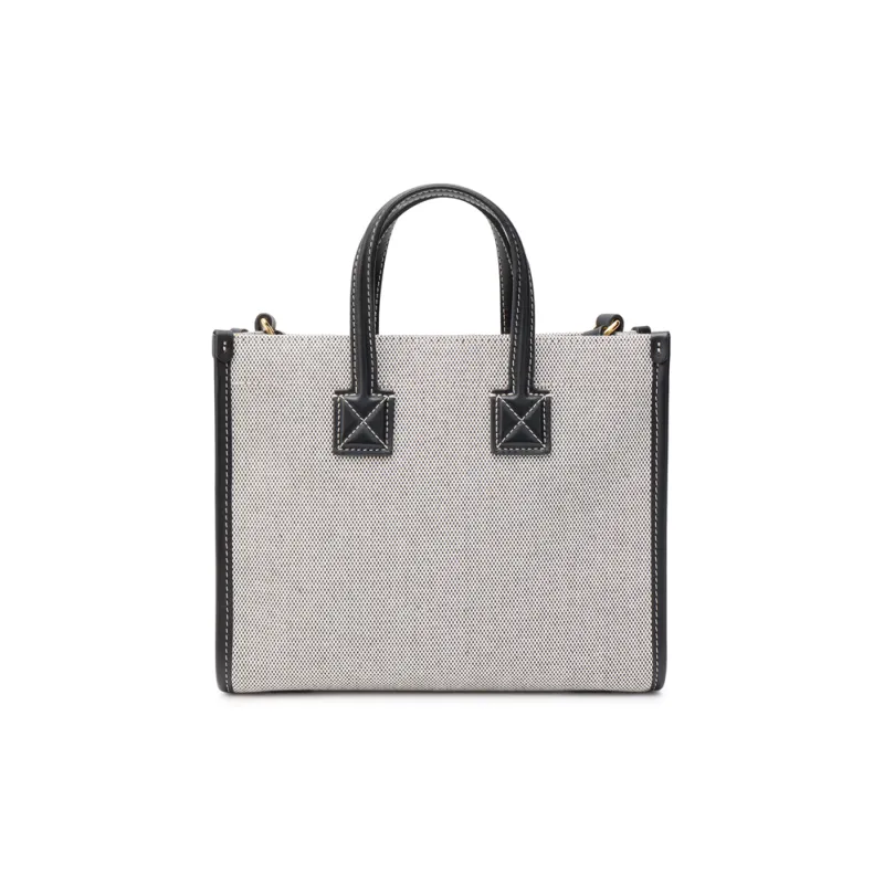 Burberry Freya Cotton With Calfskin Tote Bag Shopping Bag Shoulder Bag Crossbody Bag Handbags Mini Women's Black/Gray-5