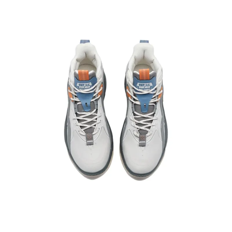 XTEP Black Uncle VI Vintage Trendy Sports Wear Resistant Slip Resistant High Top Casual Shoes Men's Gray Brown-4