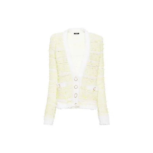 BALMAIN Frayed detail Ribbed knit Cardigan